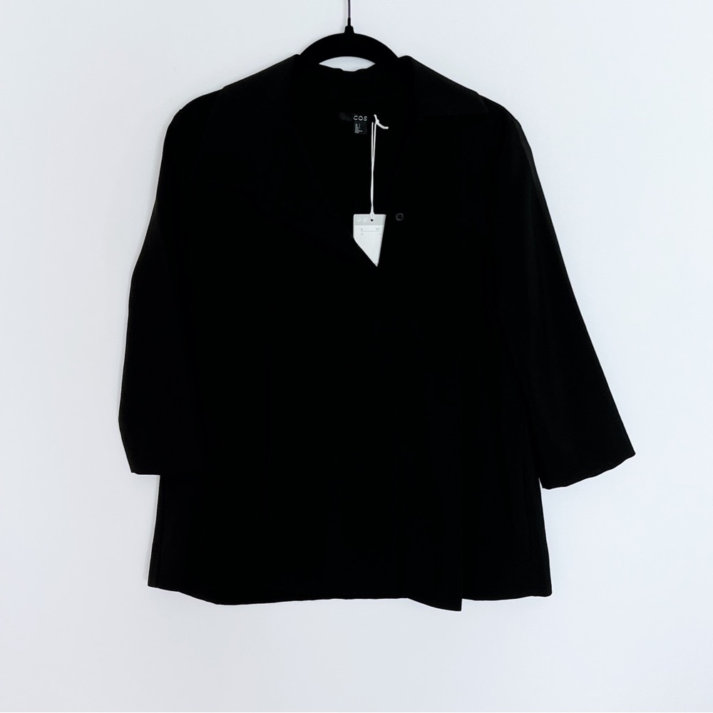 COS Black Draped Collar Blouse